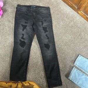 Aeropostale Black Skinny Jeans Vintage Distressed